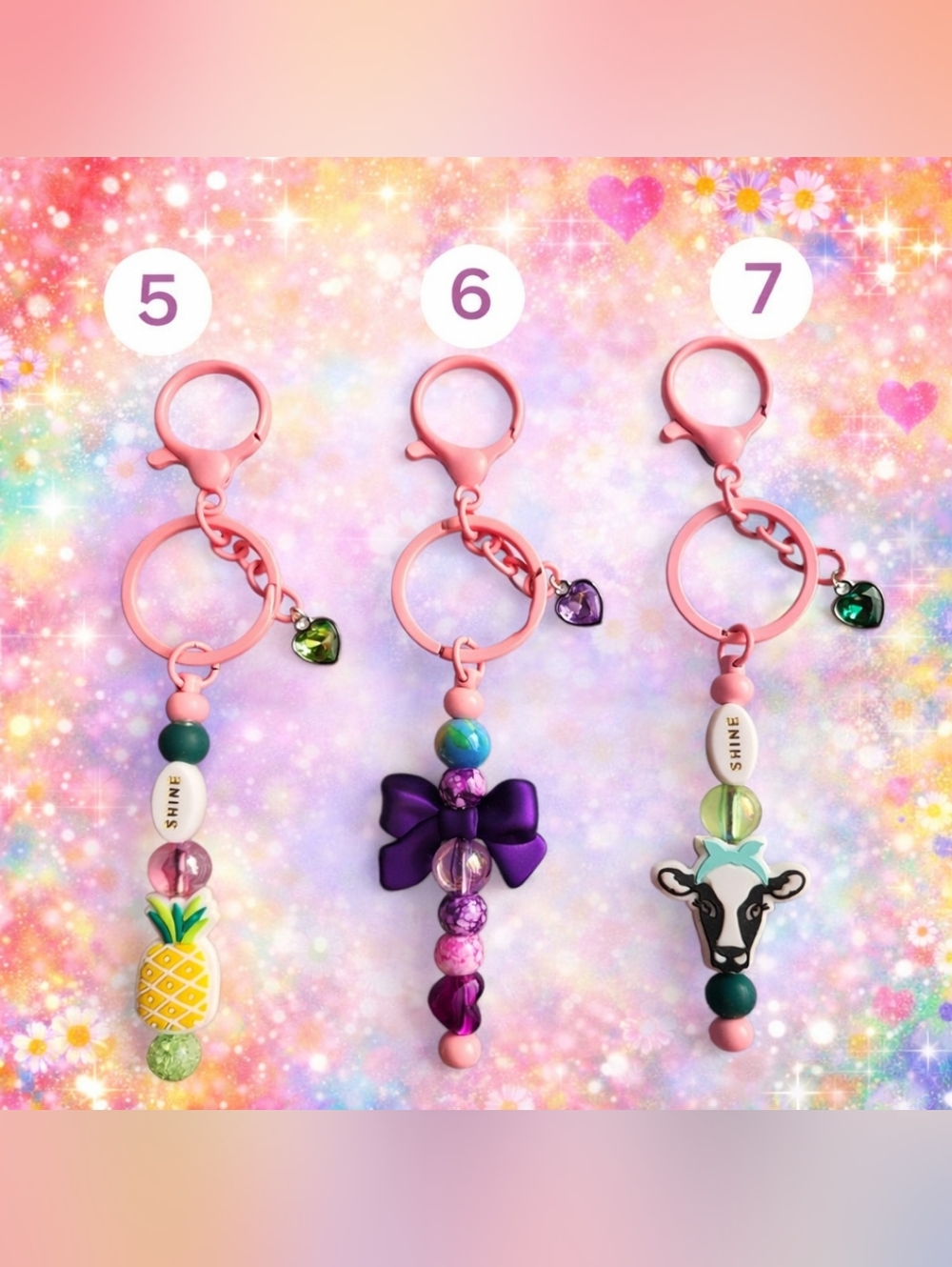 Handcrafted Bag Charm Keychains ✨ Colorful Beaded Charms | Choose Your Style - Picture 3 of 5